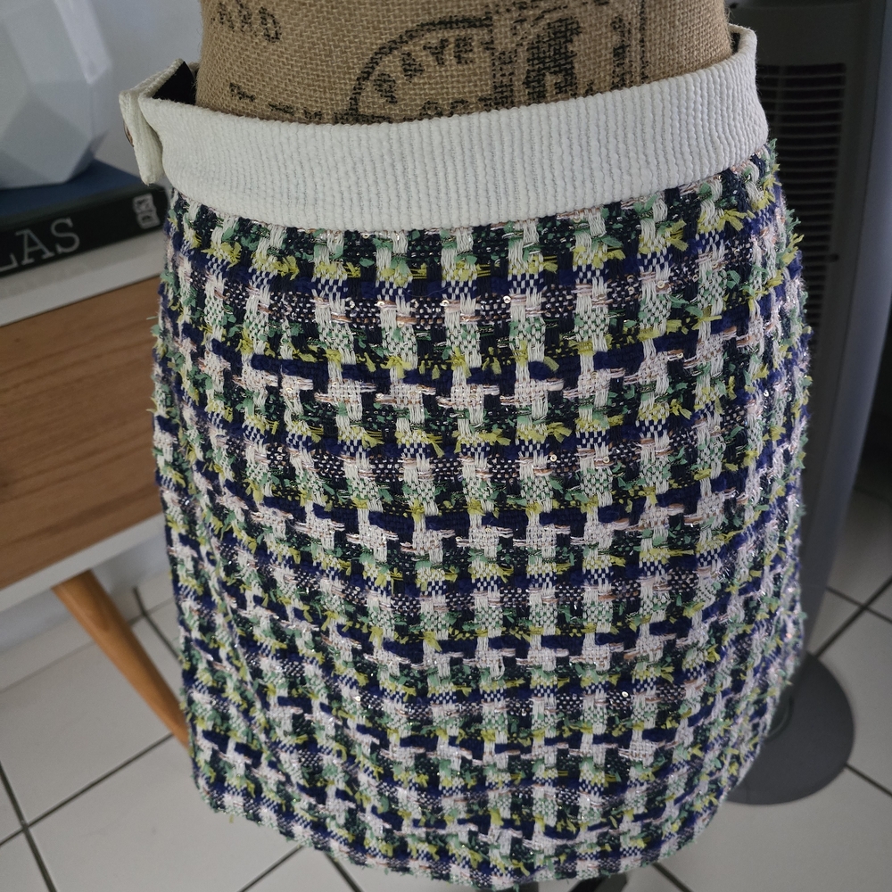 Kate Spade Blue and Green Tweed Mini Skirt